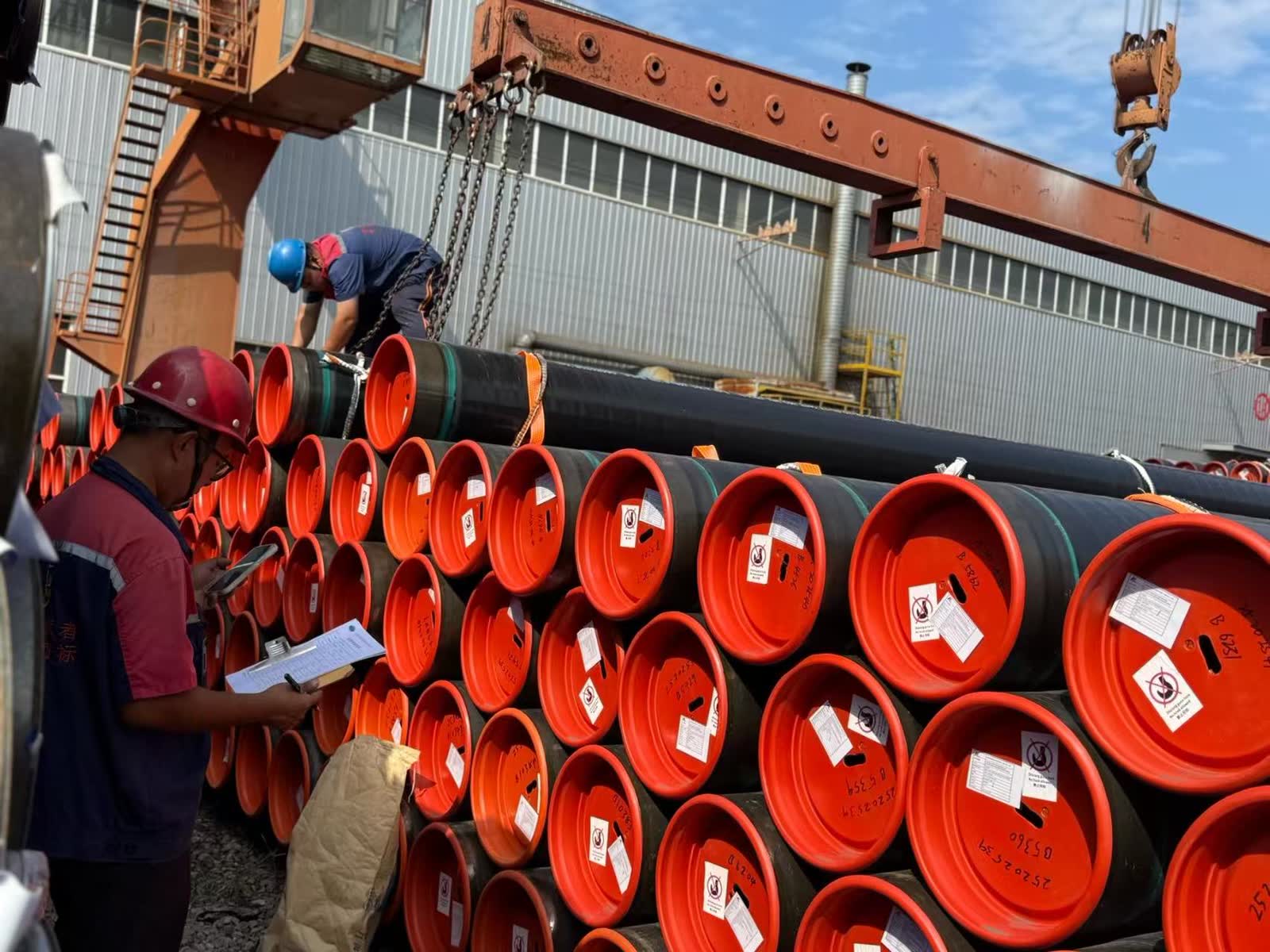 Pipe bundles checked and marked in the workshop bay